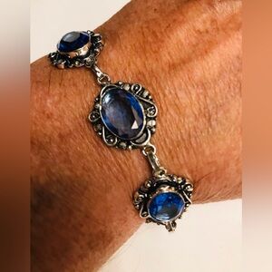 Tanzanite Stamped 925 Sterling Silver Bracelet